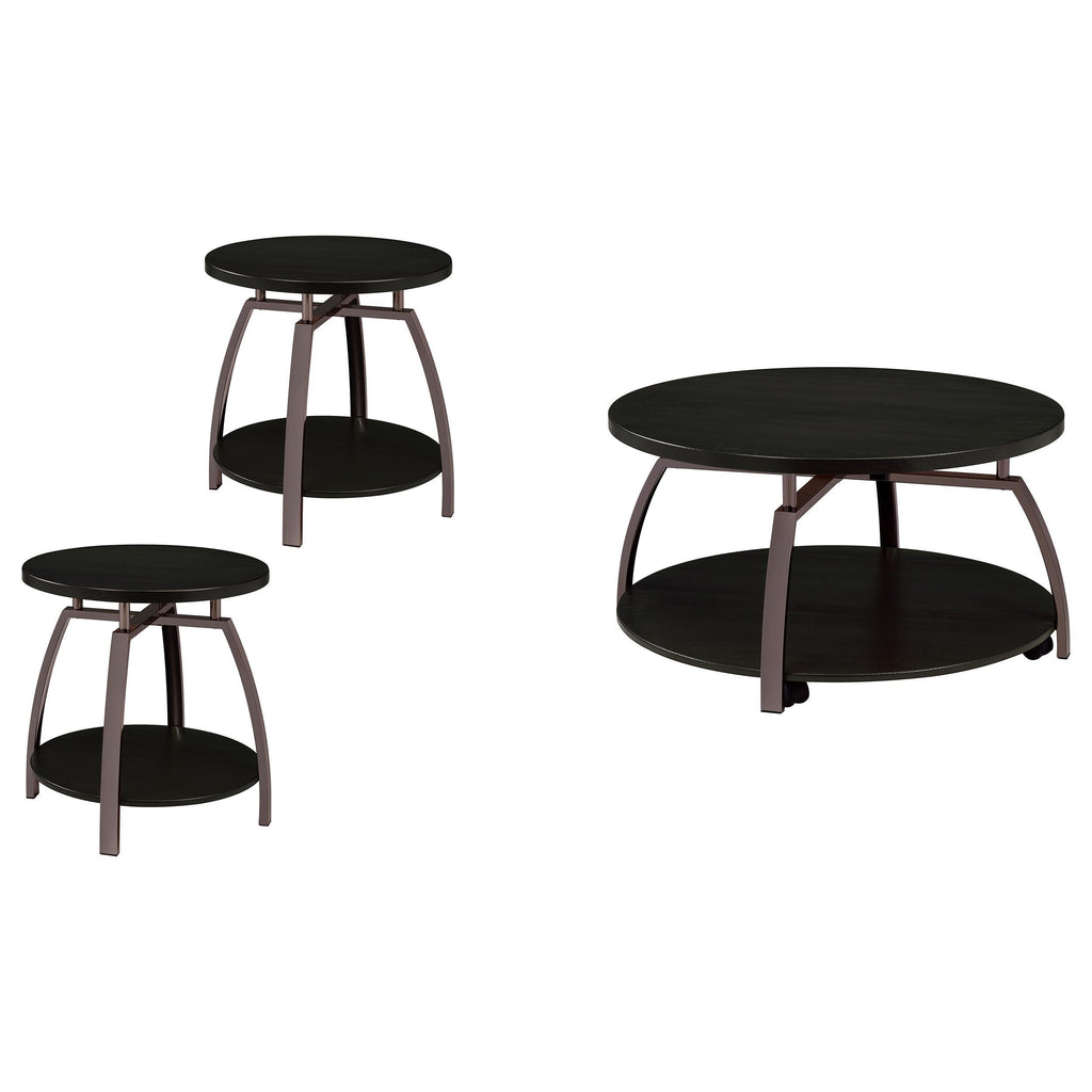 Dacre Round Engineered Wood Top Coffee Table Dark Charcoal