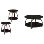 Dacre Round Engineered Wood Top Coffee Table Dark Charcoal
