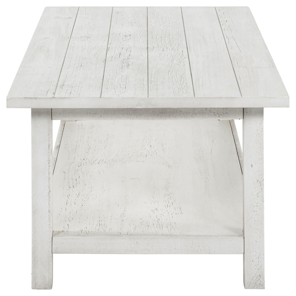 Payne Wood Coffee Table with Shelf Distressed Brown