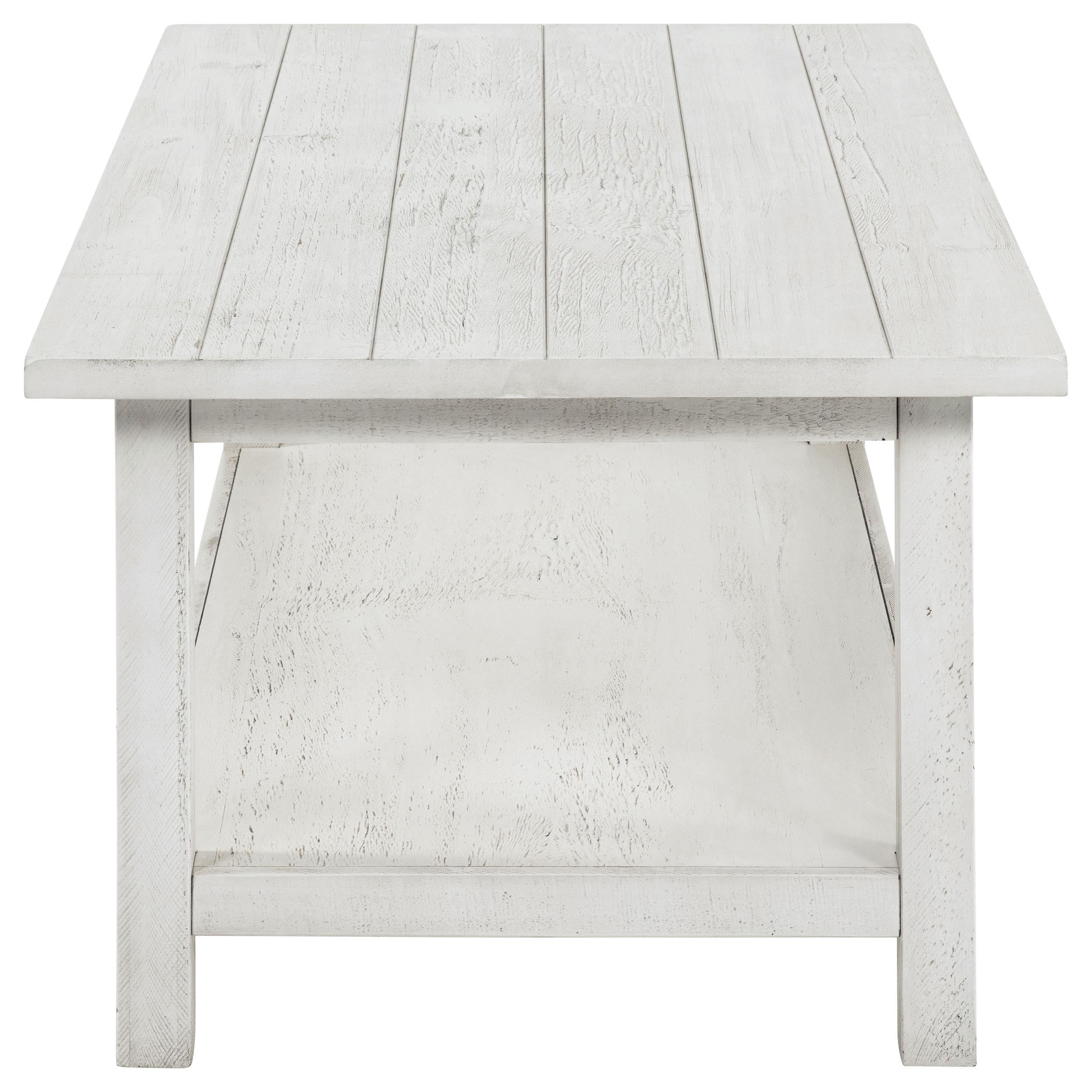 Payne Wood Coffee Table with Shelf Distressed Brown