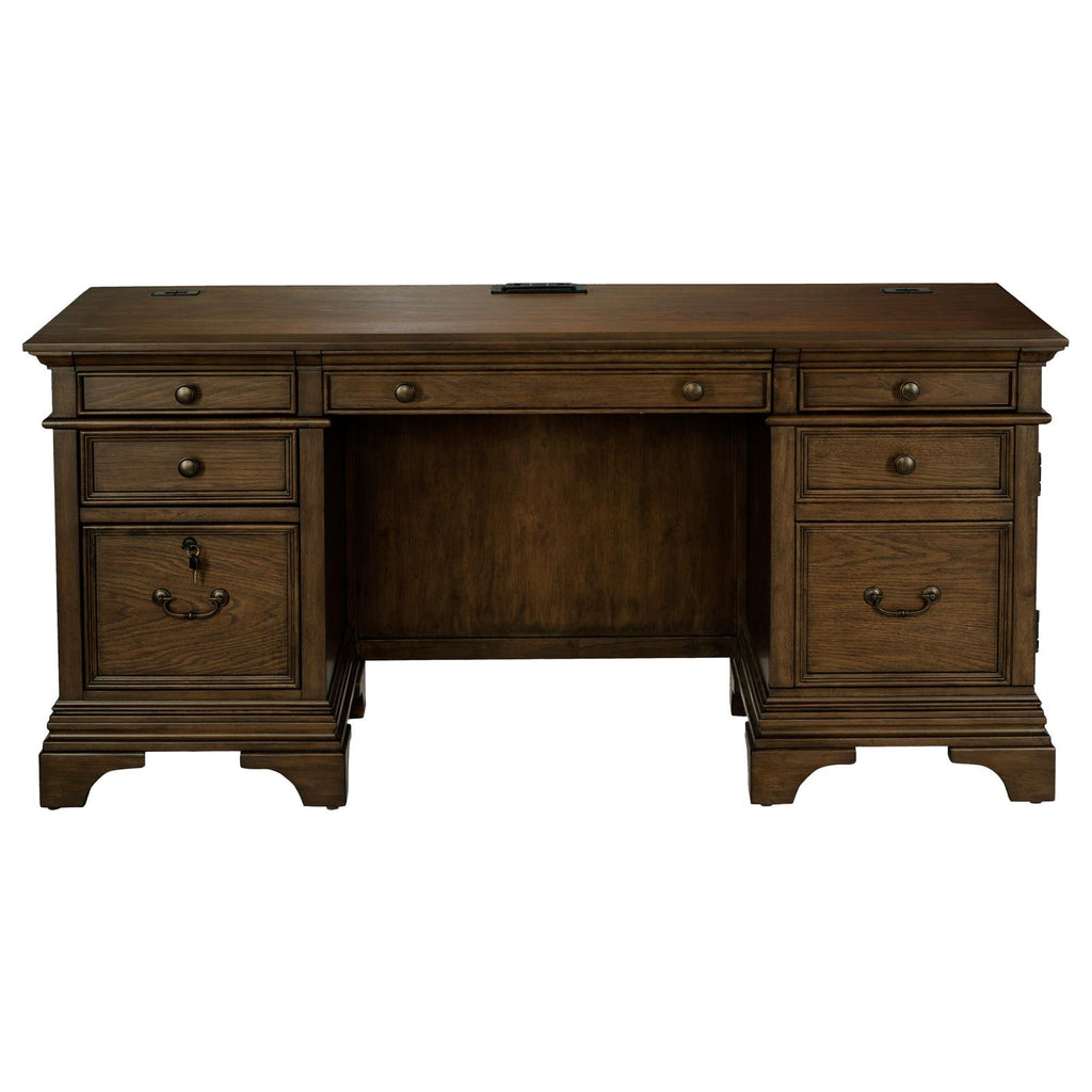 Hartshill Burnished Oak Credenza w/ Power Outlet