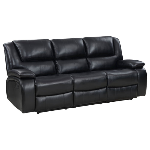 Camila 2-piece Upholstered Reclining Sofa Set Black
