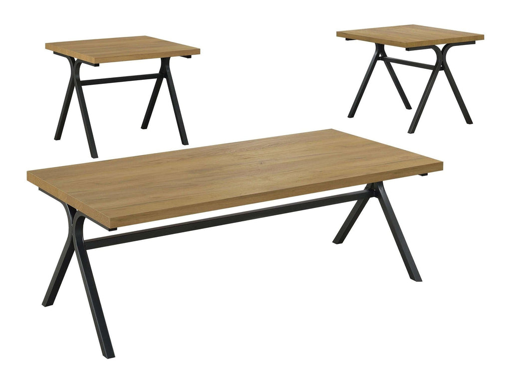 Colmar 3-piece Engineered Wood Coffee Table Set Golden Oak