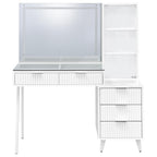 Souza 5-Drawer Makeup Vanity Table With LED Mirror White High Gloss