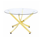 Beckham Round 46-inch Glass Top Dining Table Brass