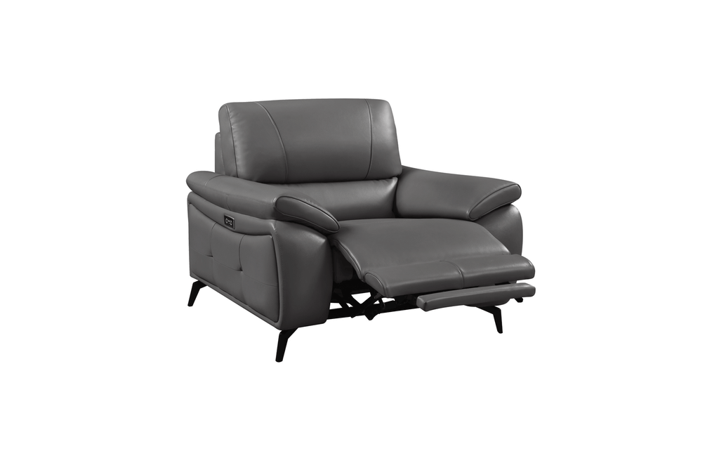 ESF Furniture - 2934 Living Room 3 Piece Living w/Electric Recliner Room Set in Dark Gray - 29343DARKGREYSLC-3SET