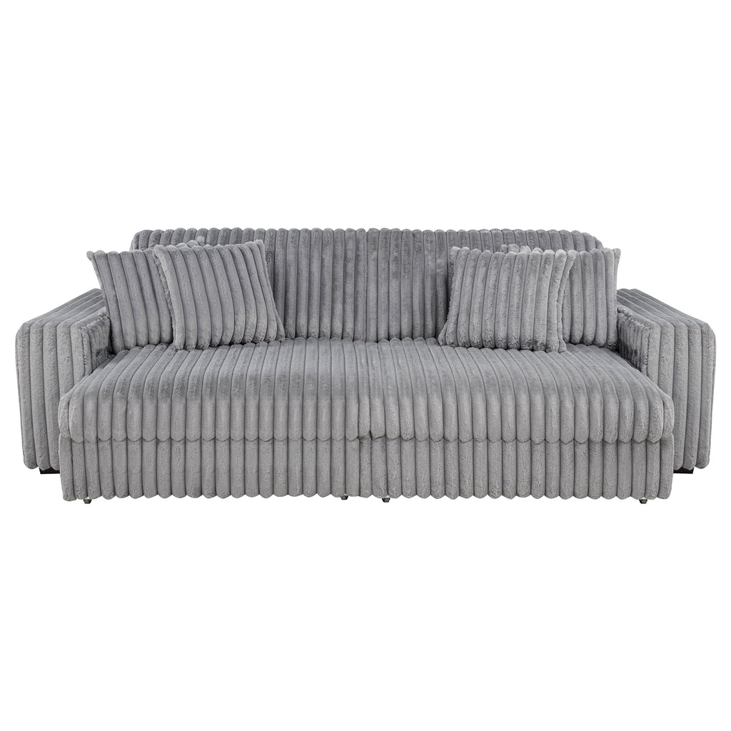 Jacana Corduroy Upholstered Dual Power Chaise Sofa Ivory