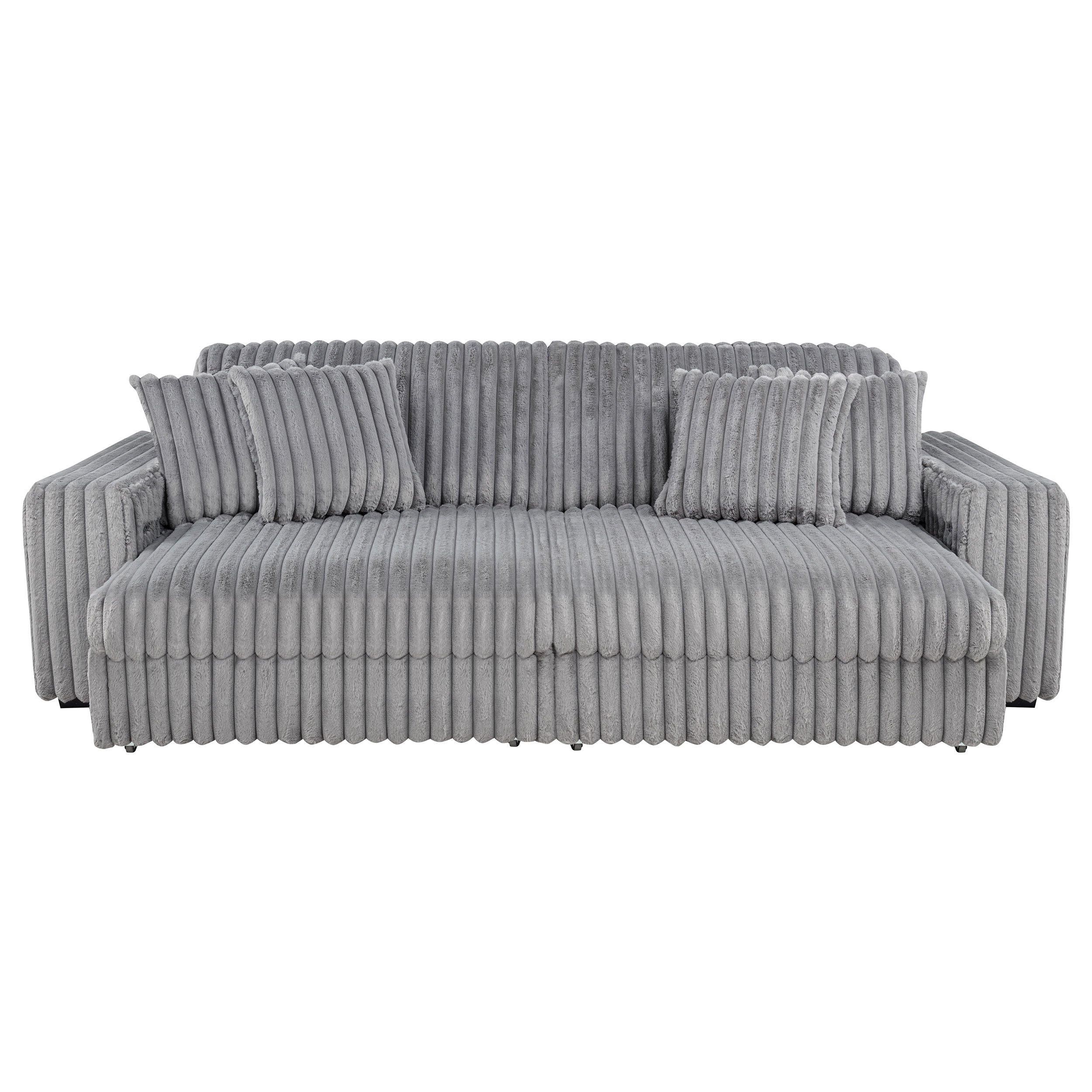 Jacana Corduroy Upholstered Dual Power Chaise Sofa Ivory