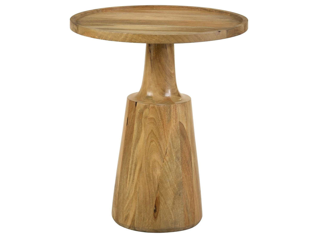 Ixia Round Solid Mango Wood Accent Side Table Black Stain
