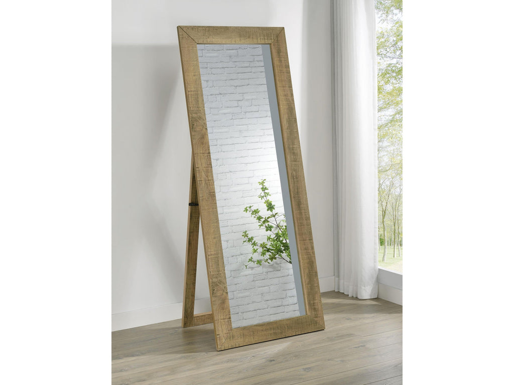 Cadence Tempered Glass Full Length Standing Mirror Black Oak
