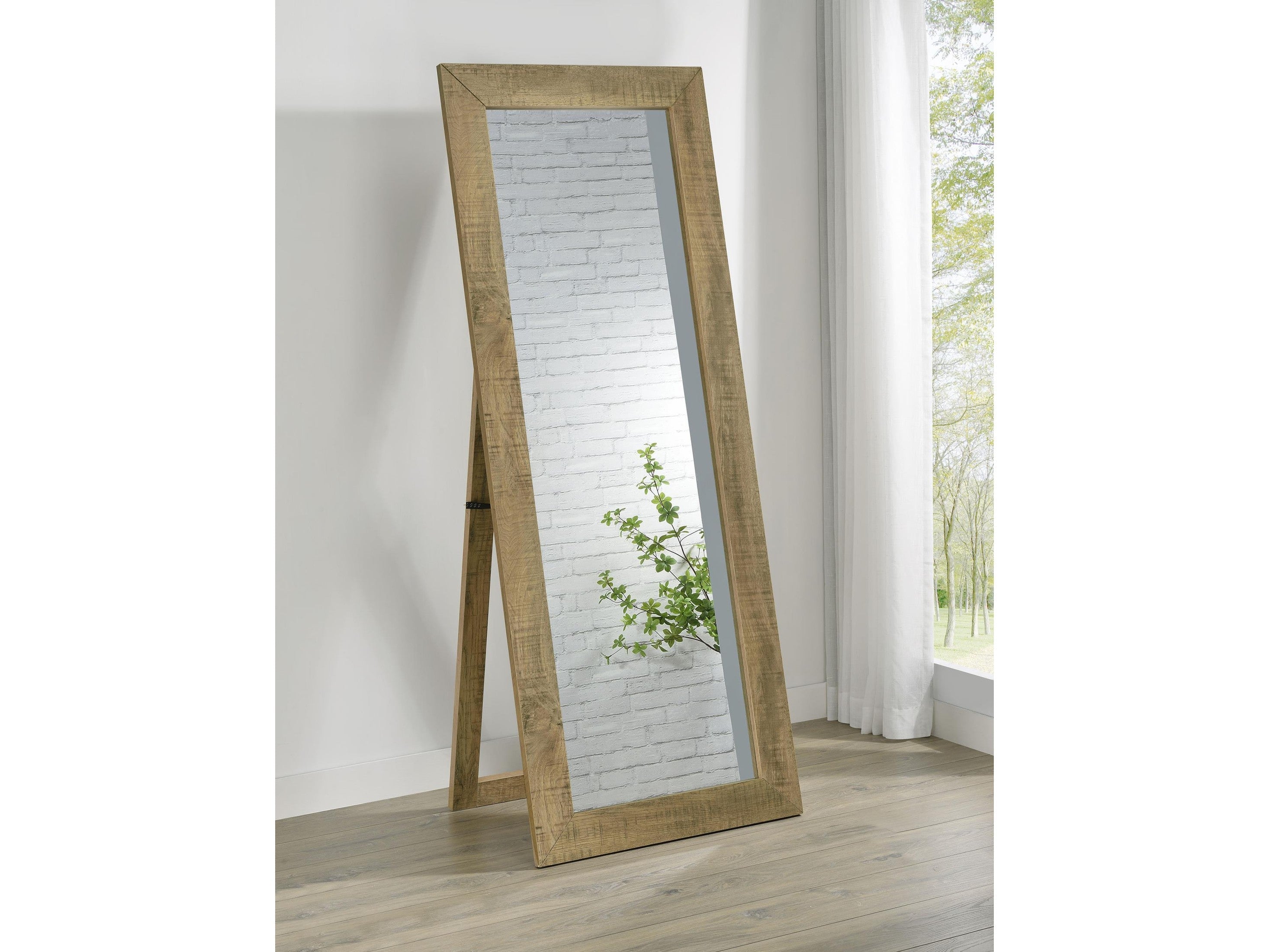 Cadence Tempered Glass Full Length Standing Mirror Black Oak