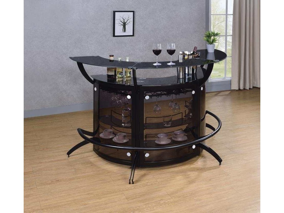 Dallas 2-shelf Curved Freestanding Home Bar Cabinet Black