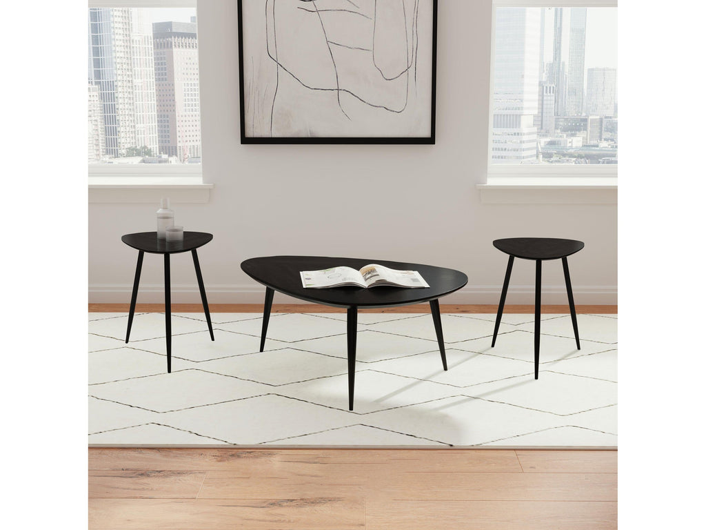 Odessa Triangular Solid Wood Coffee Table Black