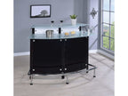 Keystone Curved Glass Top Home Bar Wine Cabinet Black