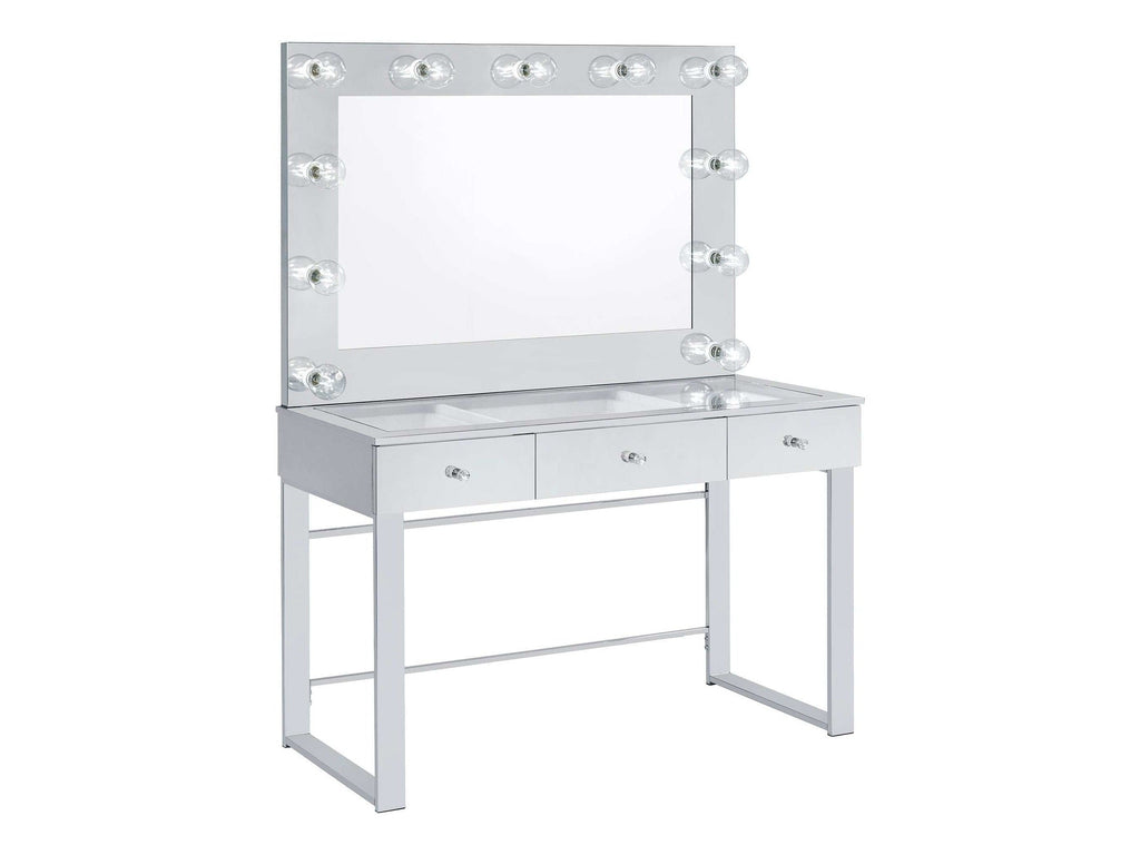 Umbridge 3-drawer Vanity Set with Lighting Chrome and White