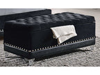 Barzini Velvet Upholstered Tufted Storage Bench Black