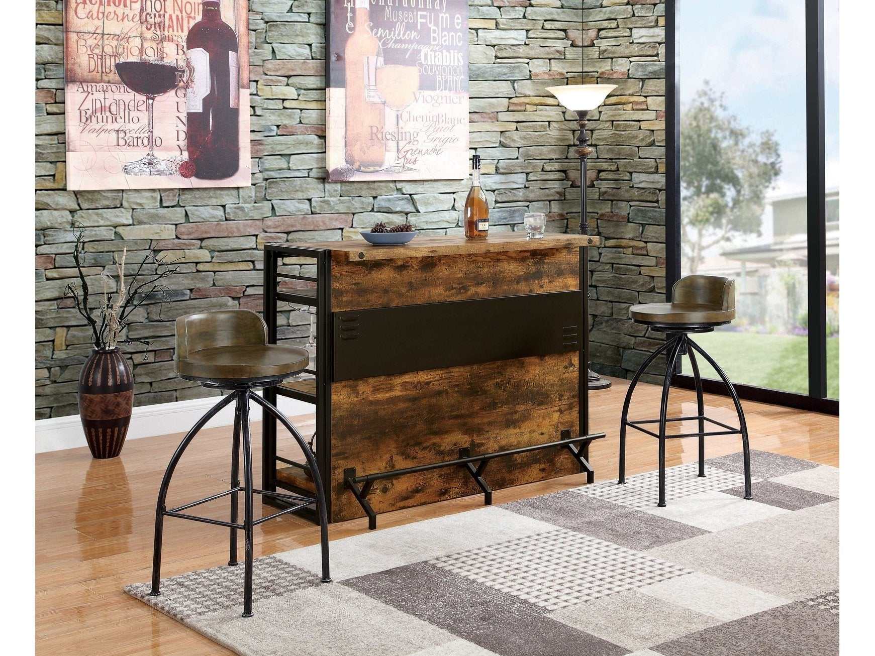Renaldi 3-shelf Home Bar Wine Cabinet Rustic Nutmeg
