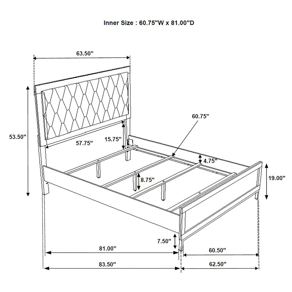 Sonora Eastern King Upholstered Panel Bed White