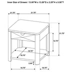 Marcelo Wood Coffee Table with 2 Drawers and Shelf Light Elm