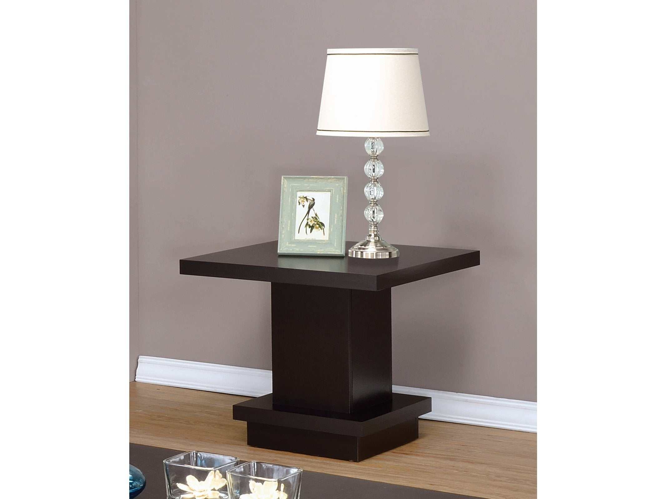 Reston Square Engineered Wood Side End Table Cappuccino