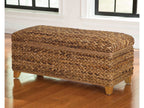 Laughton Hand-Woven Banana Leaf Storage Bench Amber