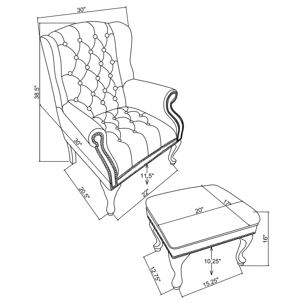 Celyn Black & Espresso Accent Chair and Ottoman