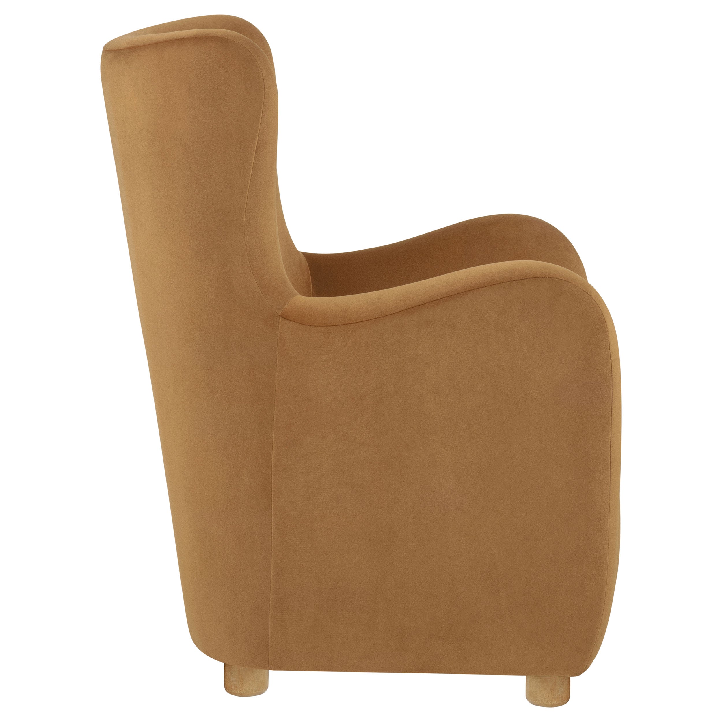 Thornton Cognac Velvet Upholstered Wingback Lounge Accent Chair