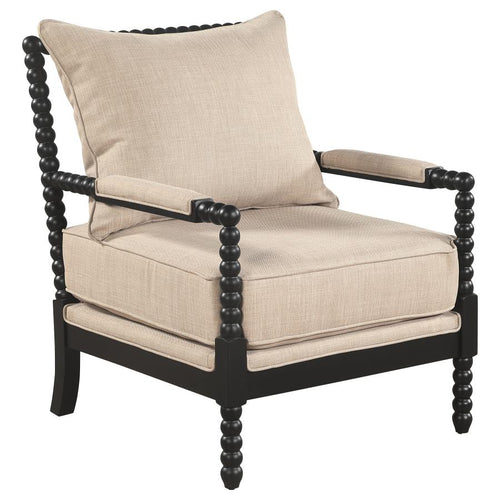 Blanchett Upholstered Bobbin Accent Chair Beige and Black - 903237