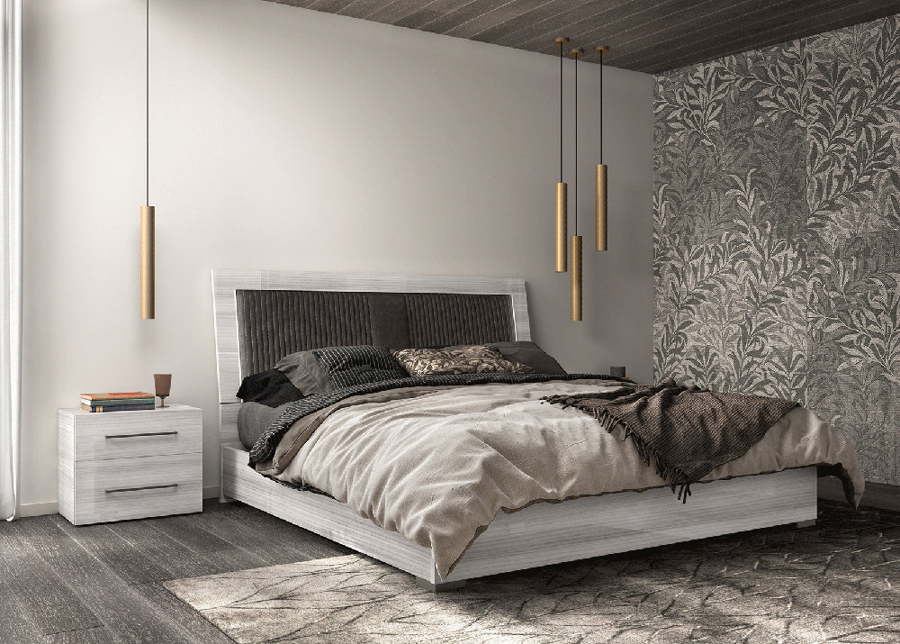 ESF Furniture - Mia 5 Piece King Size Bedroom Set in Silver Grey - MIAKSBED-5SET