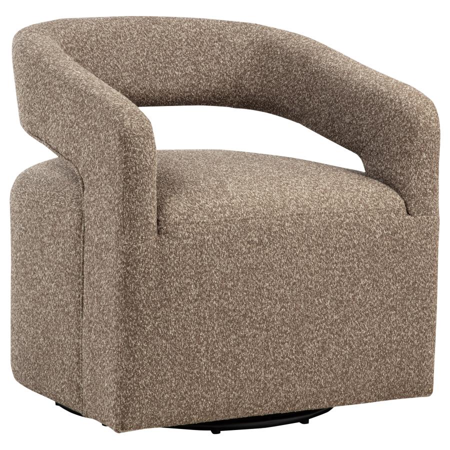 Fitzroy Faux Fur Upholstered Chair Solid Wood Arms Latte