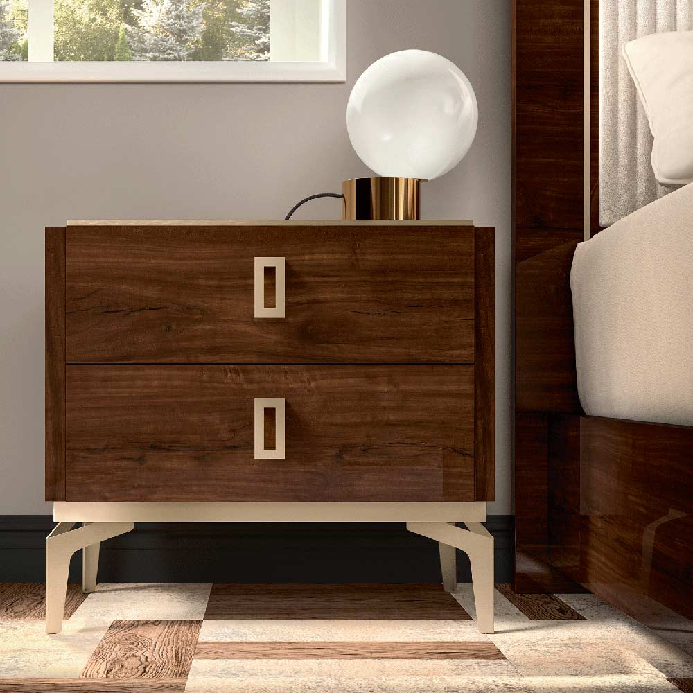 ESF Furniture - Eva 6 Piece Queen Bedroom Set in Rich Tobacco Walnut - EVAQSBED-6SET