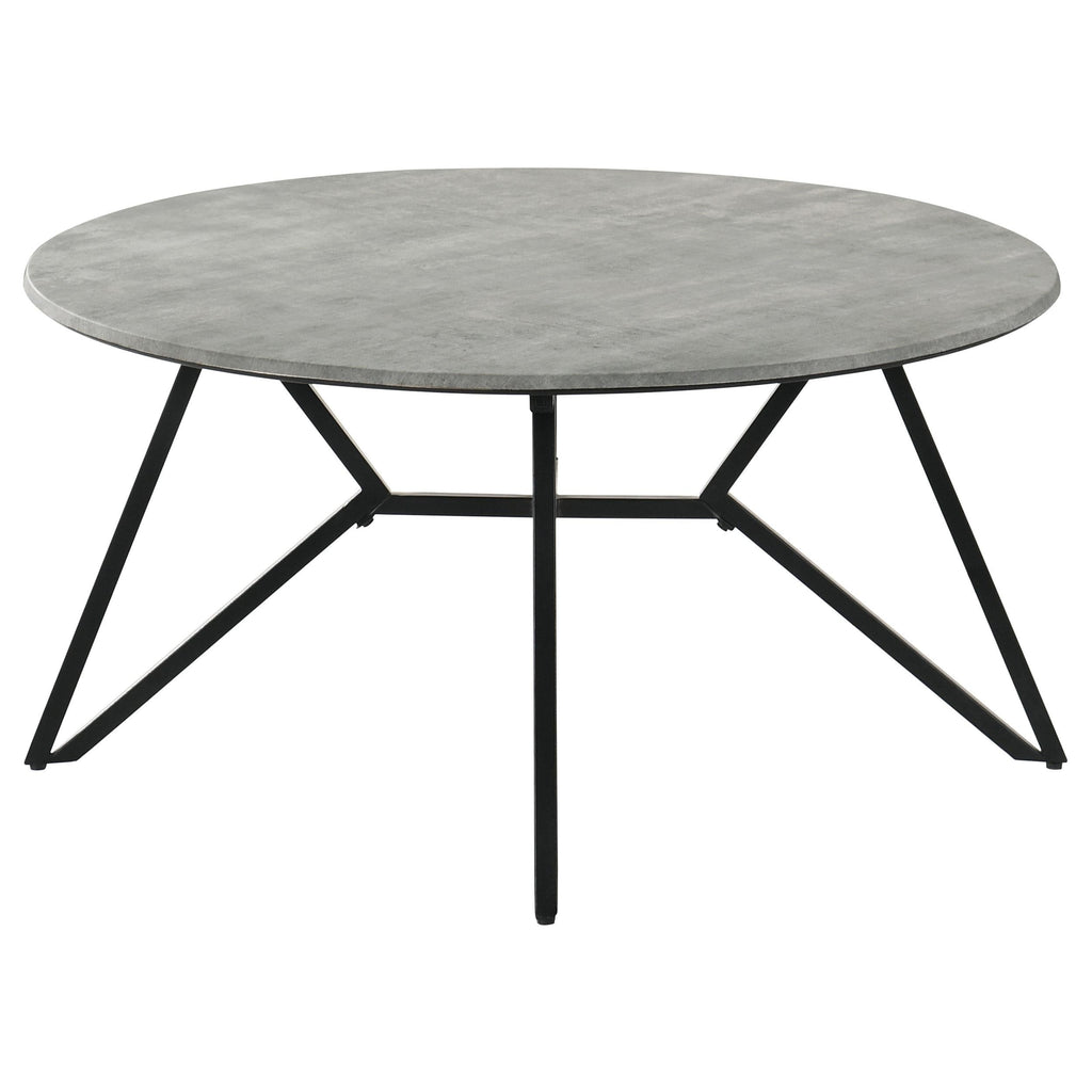 Hadi Round SmartTop Coffee Table Cement and Gunmetal