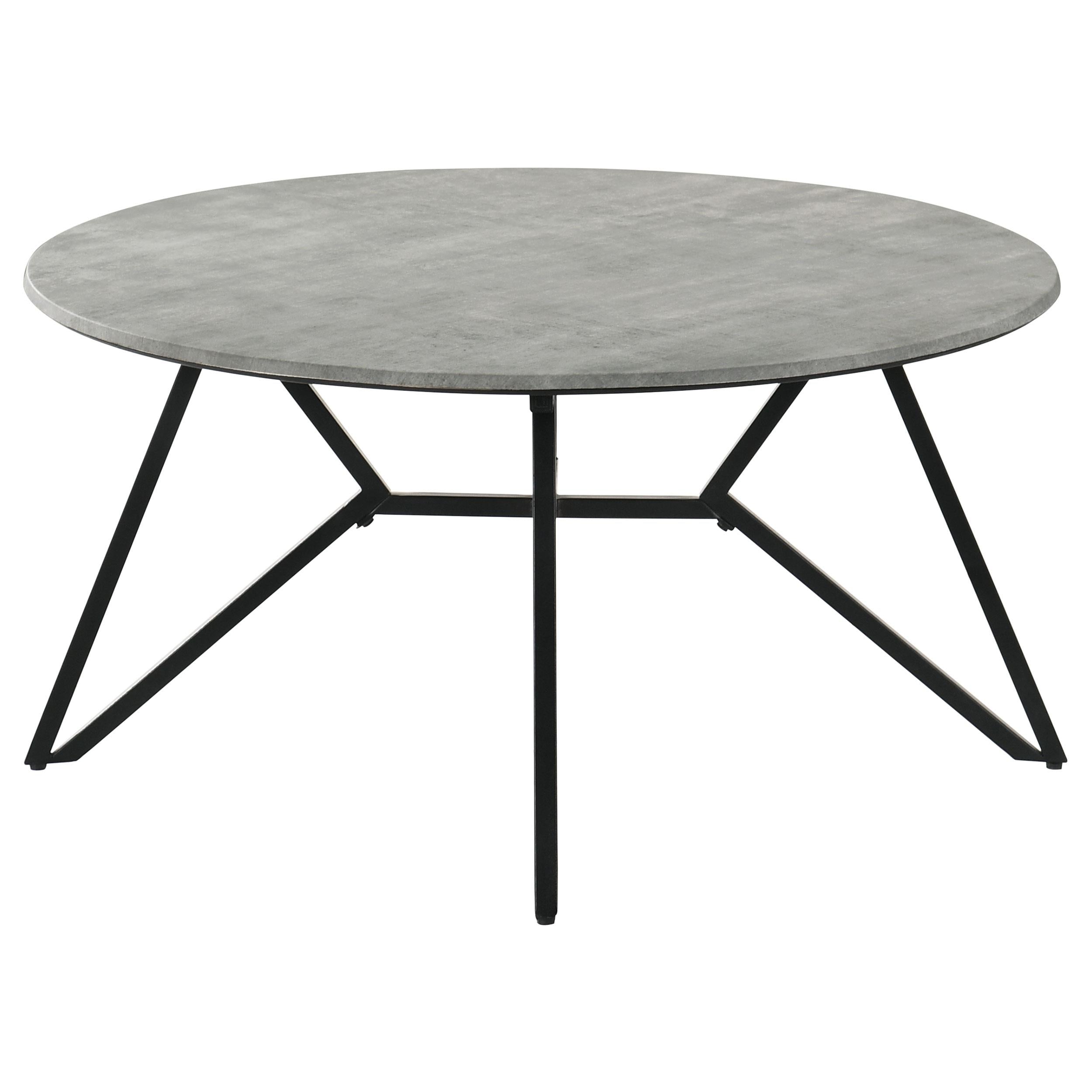 Hadi Round SmartTop Coffee Table Cement and Gunmetal
