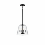 Soiree Four Candle Lights Pendant With Clear Glass - Black Finish