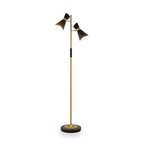Axis Brassed Gold Floor Lamp with 4-Way Switch Double Spots with Metal Base