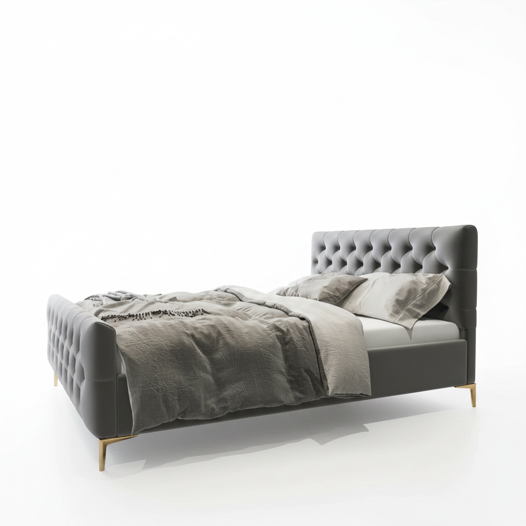 Bailey Dark Grey Velvet Queen Bed