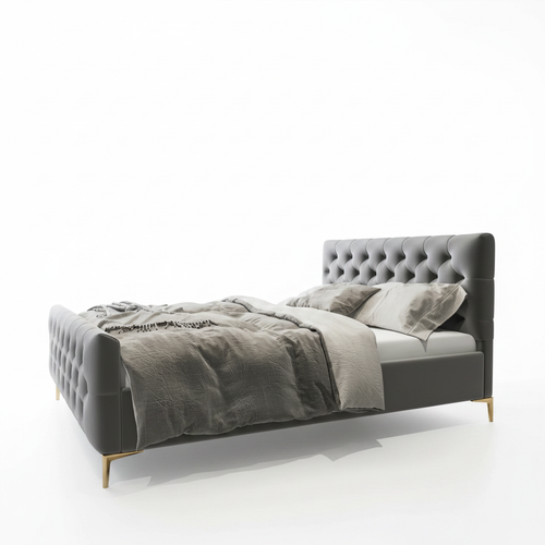Bailey Dark Grey Velvet Queen Bed