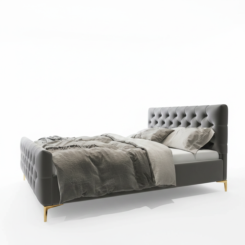 Bailey Dark Grey Velvet King Bed