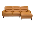 Clarion Genuine Tan Leather Sectional Sofa with Chaise Lounge