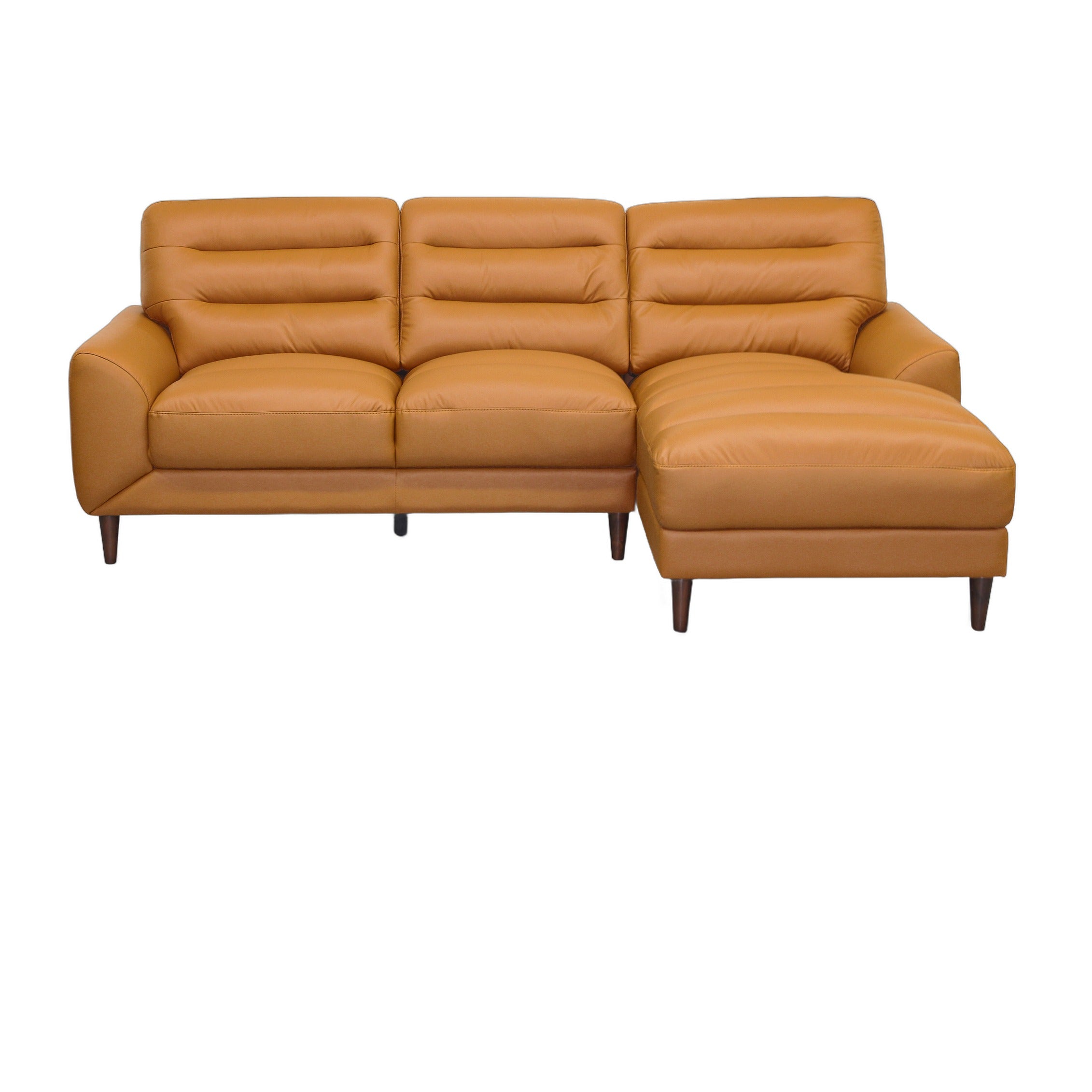 Clarion Genuine Tan Leather Sectional Sofa with Chaise Lounge