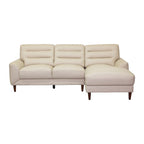 Clarion Genuine Cream Leather Sectional Sofa with Chaise Lounge