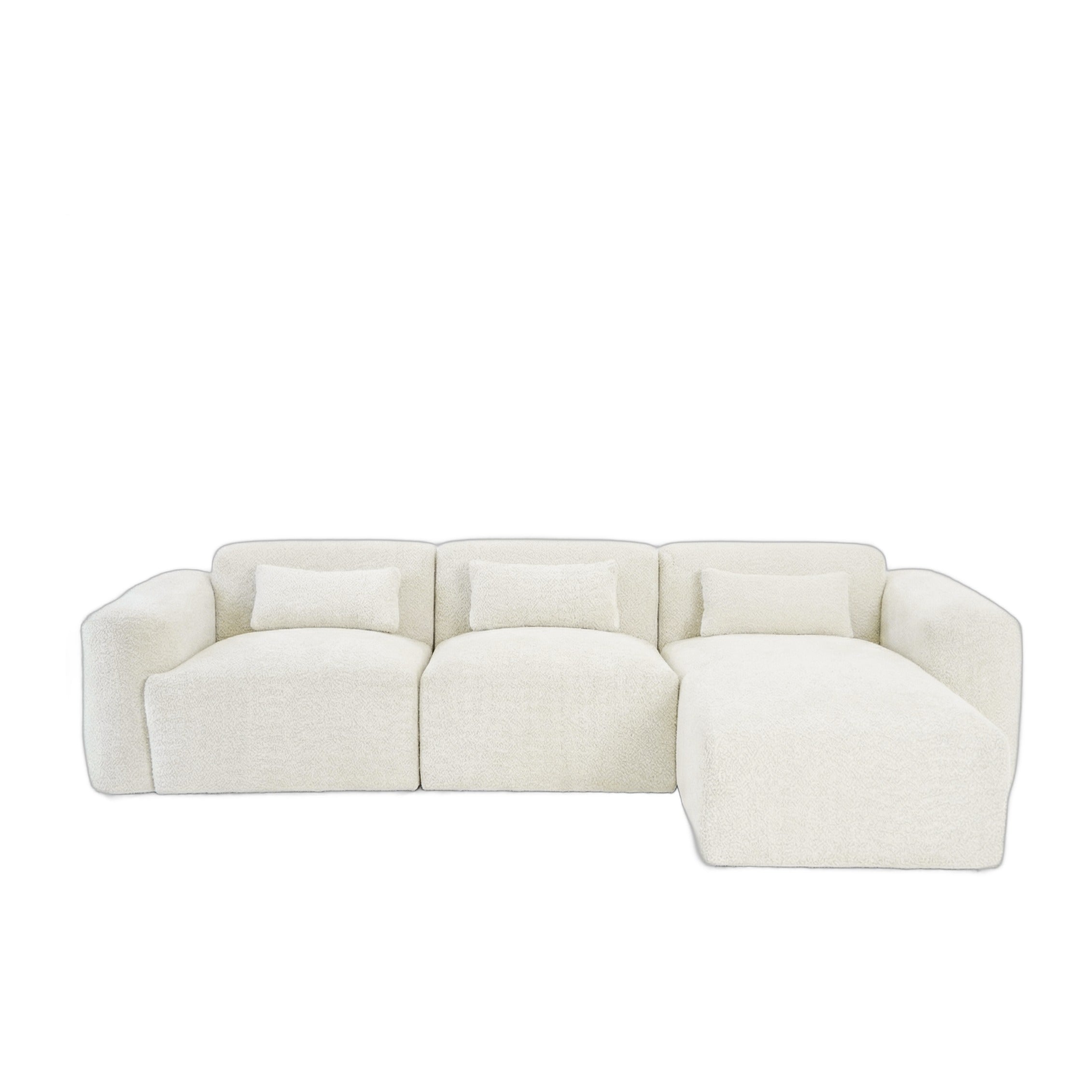 Haledon 3-Piece Sand Boucle Right Sectional Sofa