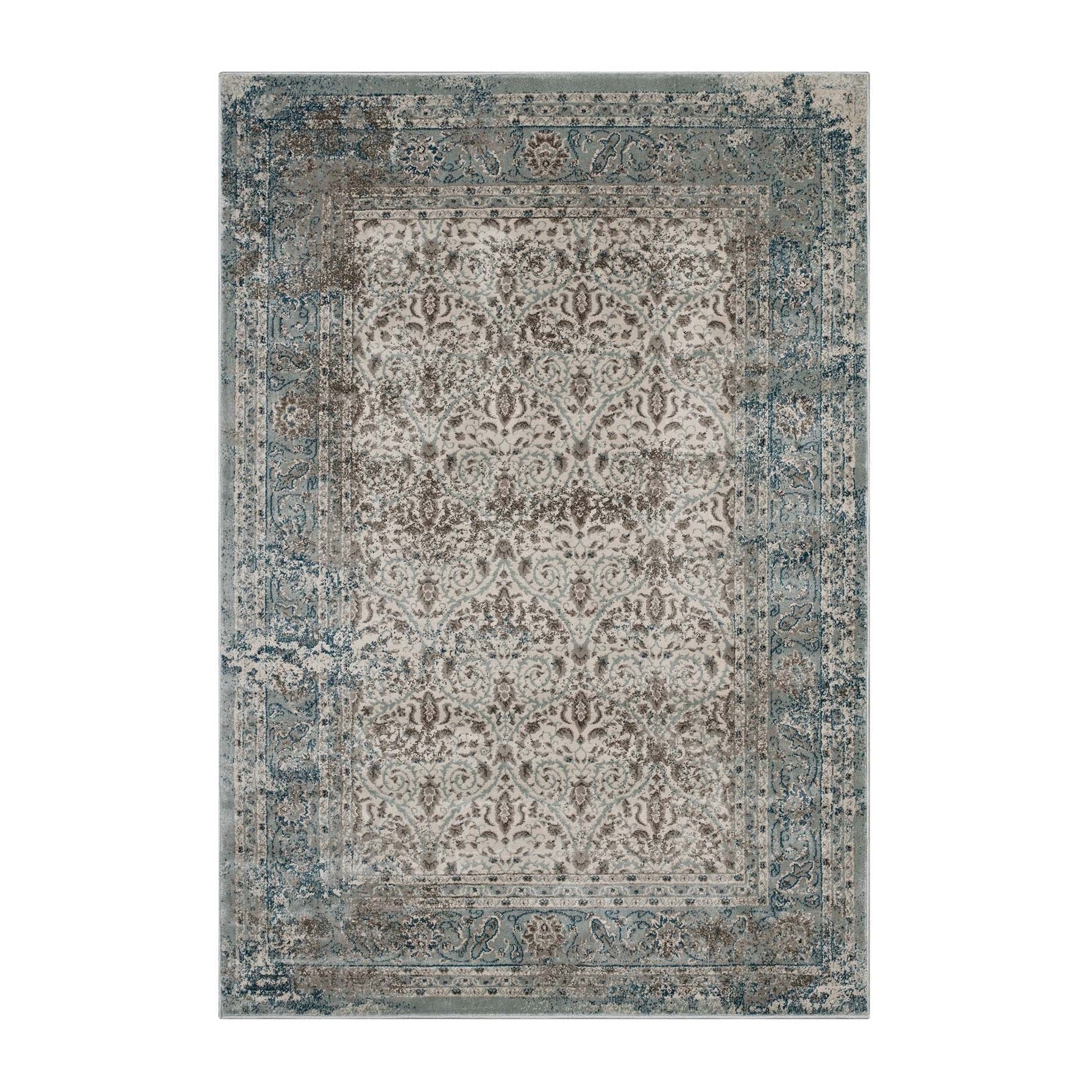 Dilys Distressed Vintage Floral Lattice Area Rug