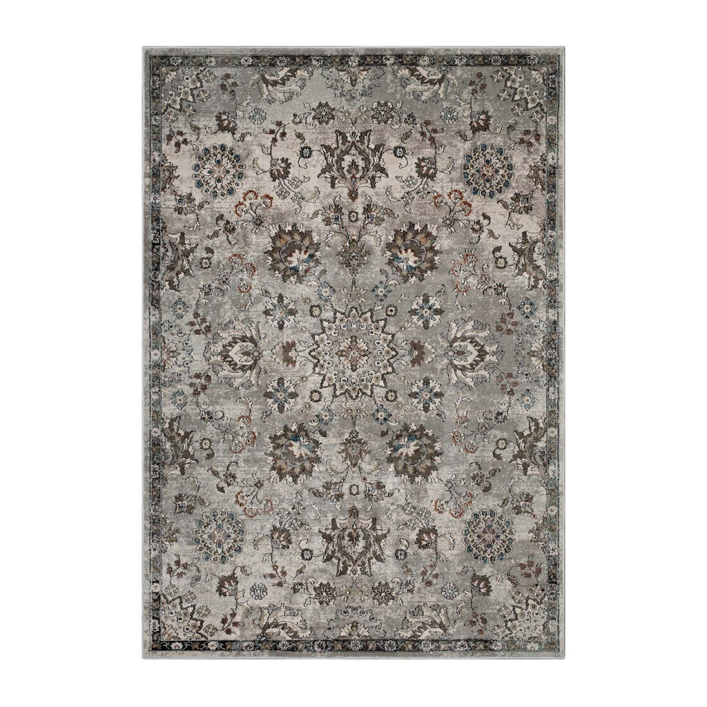 Hana Distressed Vintage FloralLattice Area Rug