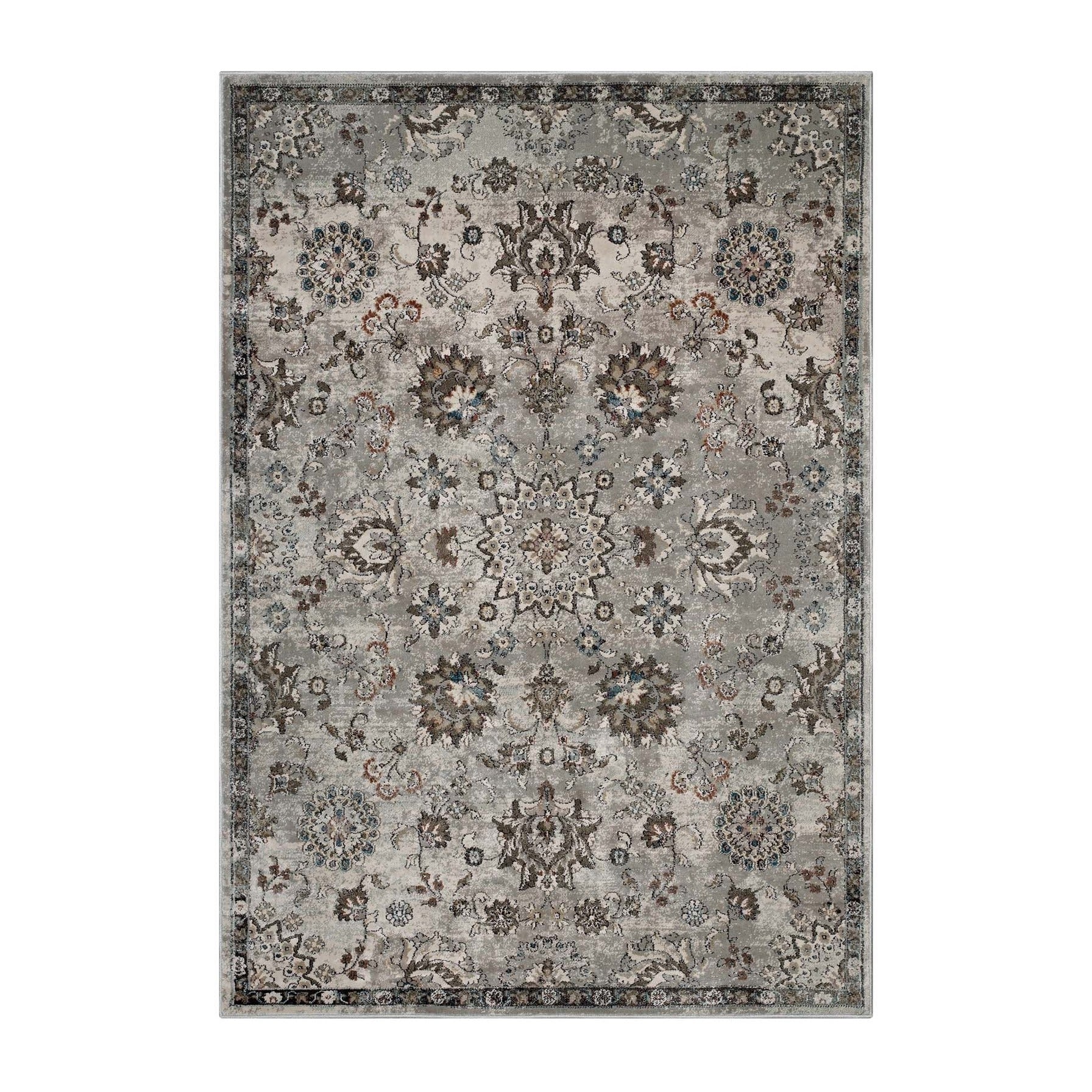 Hana Distressed Vintage FloralLattice Area Rug