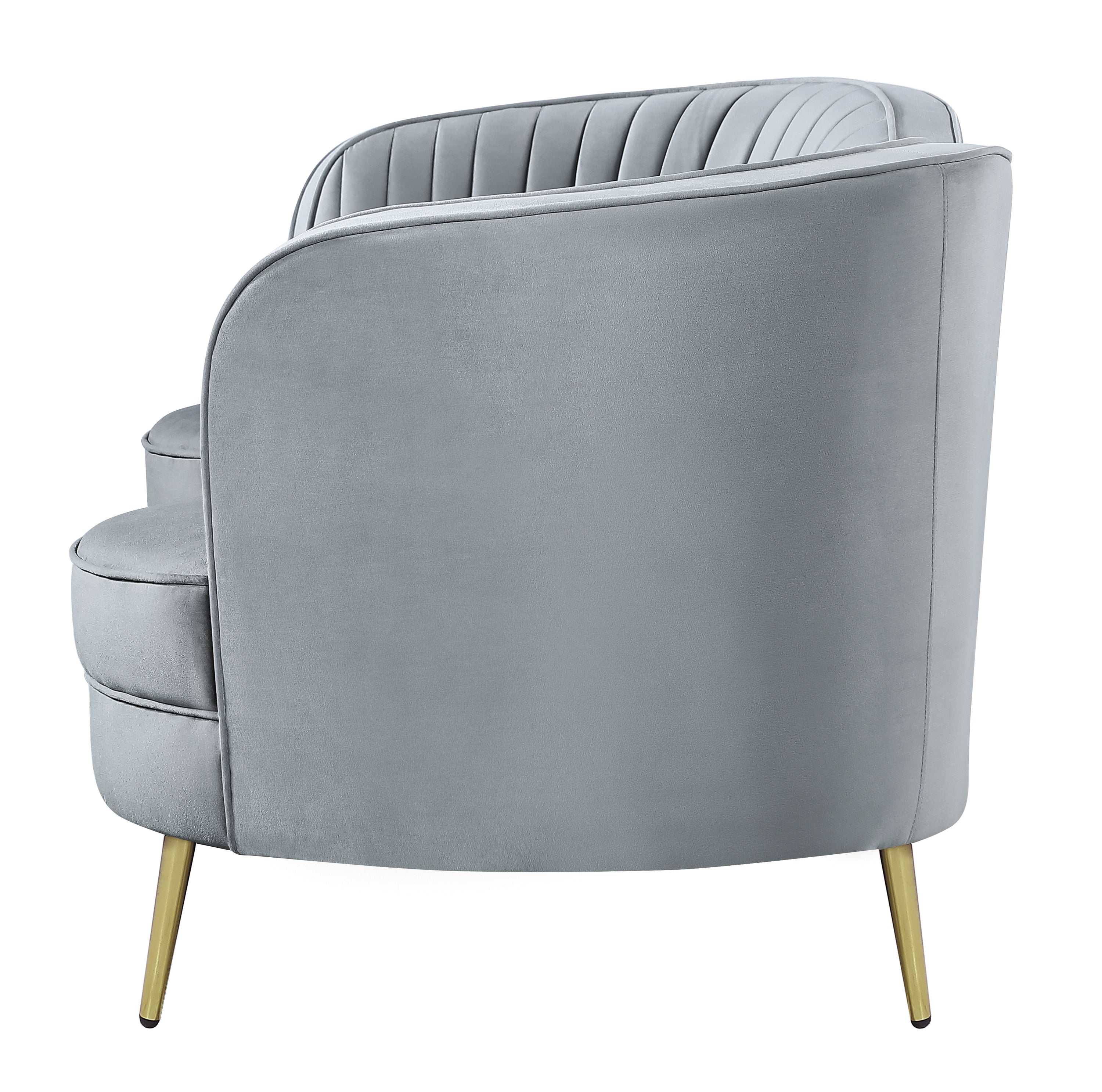 Sophia 2-piece Upholstered Channel Tufted Sofa Set Grey