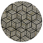 Xenia Round Bone Inlay Accent Side Table White and Gold