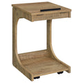 Ralston C-Shaped Lift-Top Sofa Side Table With Casters Black