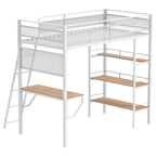 Campus 3-shelf Metal Twin Workstation Loft Bed Matte Black