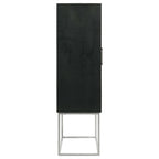 Borman 2-door Home Bar Cabinet Wine Storage Walnut and Black